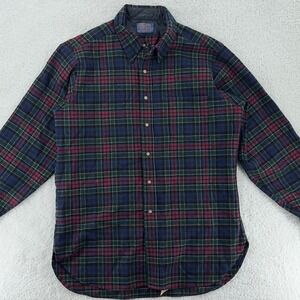 vintage 70S PENDLETON WOOL BLUE BURGUNDY GREEN PLAID‎ SHIRT LARGE tartan